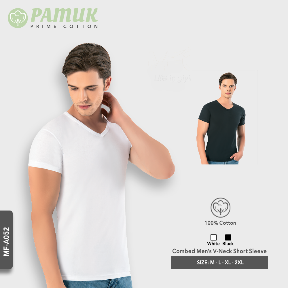 COMBED MEN'S V-NECK SHORT SLEEVE (A052)