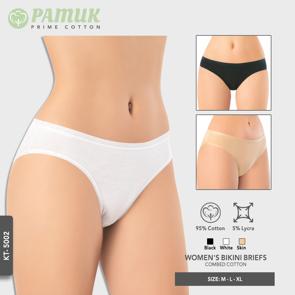 WOMEN'S BIKINI BRIEFS - COMBED COTTON (KT-5002)